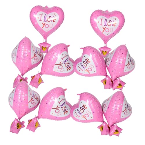 Abaodam 10 Stück Heißluftballon Dekoration Rosa Ornamente Mädchen Geburtstagsballons Herz Luftballons Für Valentinstag Valentinstag Folienballons Babyshow Ballon Aluminiumfolie von Abaodam