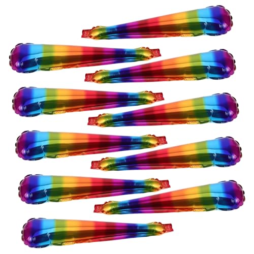 Abaodam 10 Stück Regenbogen Ballonstab Ballon Sticks Ballons Ballon Cheer Stick Regenbogen Ballon Requisite Folie Regenbogen Ballon Regenbogen Pompom Stick Cheerleader Zubehör von Abaodam