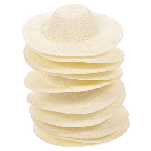 Abaodam 10St Mini-Hut süße Mütze Sombrero Zubehör für die Puppenherstellung Mini-Strohhüte zum Basteln Kappe puppenkleidung Puppen Kleidung Mini-Puppenhüte Minihüte zum Basteln Stoff Beige von Abaodam