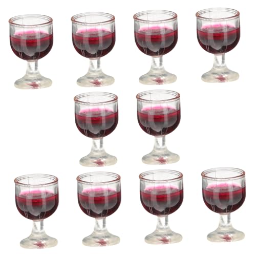 Abaodam 10St Miniatur-Weinglas-Ornamente Puppe Weingläser Saftflaschen Puppenhausessen Küchenzubehör mockin Champagnerglas Miniaturen Mini-Cocktailbecher Dolly-House-Brille PVC von Abaodam