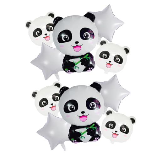 Abaodam 10er Set Panda Folienluftballons Weiße Sternballons + Panda Köpfe + Sitzende Pandas Party Deko Für Kindergeburtstag Feier Und Veranstaltungen von Abaodam