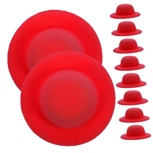 Abaodam 10st Mini-Strohhut Mini-Zylinder Puppenhüte Minipuppe Hat Dekorativer DIY-Hut Kleiner Zylinder Puppen-minihüte Winzige Formelle Hüte Minihut Zum Basteln Mini-Enten Rot Flanell von Abaodam