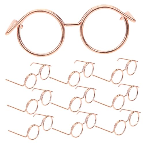 Abaodam 10st Puppenbrille Zubehör Für Babypuppen Sonnenbrille in Herzform Gläser Rave-Brille Spielzeugbrillen Für Puppen Miniatur-Sonnenbrille Für Puppen Mini-Brille Rose Gold Metall von Abaodam