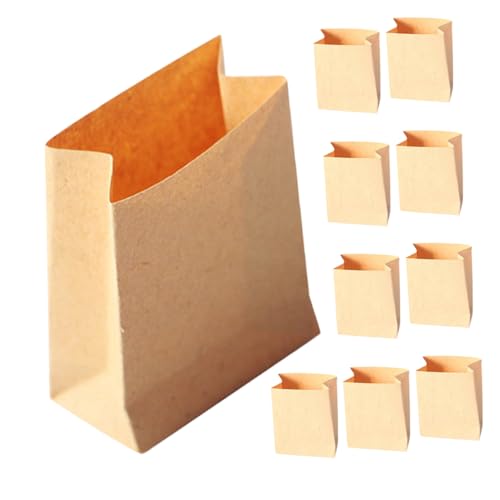 Abaodam 10st Puppenhaus-verpackungsbeutel Mini-Sachen Puppenhaus-küche Mini-kekstüten Verpackungsbeutel Für Mini-hauskekse Kleine Papiertüte Miniatur-Dinge Kraftpapier Light Brown von Abaodam