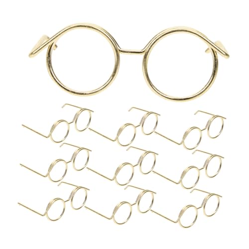 Abaodam 10st Puppenzubehör Puppe Verkleidet Brille Puppengläser Zur Dekoration Mini-puppenbrille Puppenbrillen Puppe Verkleiden Zubehör Brillenrequisiten Zum Anziehen Metall Golden von Abaodam