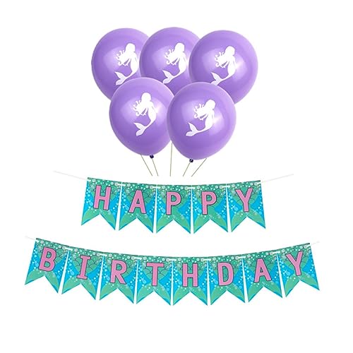 Abaodam 11 Stück 1 Satz Latexballons Ballons bedrucken Partyzubehör für Meerjungfrauen Partyballons Mermaid balloons Mermaid theme party decorations Ammer bedrucken meerjungfrau-banner von Abaodam