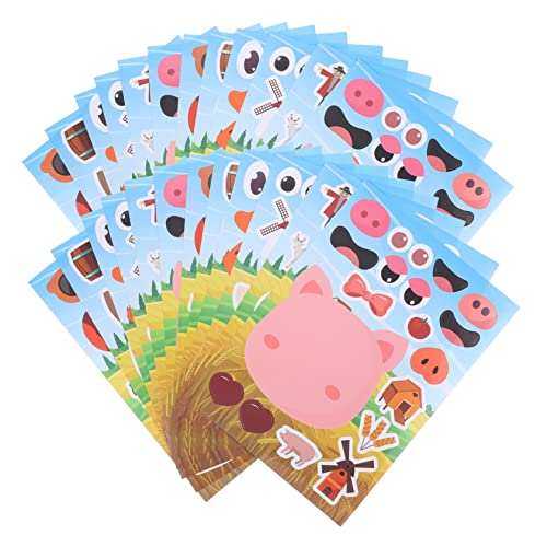 Abaodam 12Pcs Bauernhof Aufkleber kinderzimmer Sticker tiermotive Sticker Partyzubehör Aufkleber Tierpuzzle Aufkleber tierischer Aufkleber süße Tieraufkleber Kupferplattenaufkleber von Abaodam