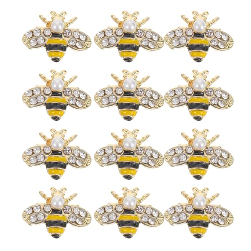 Abaodam 12Pcs Gold Bee Nail Art Charms 3D Goldlegierbienen Schmuck Charme Für Nägel DIY Design Süßes Kawaii Nagelkristall -Strass -Dekoration Nagelkunst Ohrringe Halskette Herstellung von Abaodam