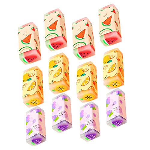 Abaodam 12St Früchte Radiergummi briefpapier Schreibwaren für Cartoon Design Radiergummi Stuffer Essen einziehbar Obst dekorativer Radiergummi Schulkarikatur Radiergummi von Abaodam