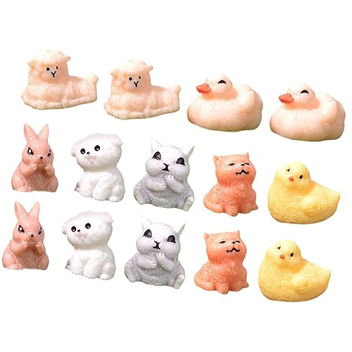 Abaodam 14st Kleine Hamster Figur Entenspielset Mini Katze Figur Tierische Miniaturfiguren Miniatur Welpen Figur Desktop-tiermodell Kaninchenhasenfiguren Kleine Tiere Harz Armaturenbrett von Abaodam