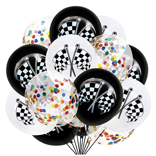 Abaodam 15St Rennballons konfettiballone ballon set party decoration Latexballons ballonset Konfetti-Luftballons Luftballons mit Zielflagge Luftballons für Rennparty Colorful von Abaodam