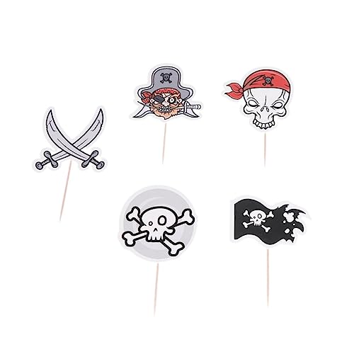 Abaodam Cupcake-topper Mit Piratenschädel Papier-kuchendekorationen Papier-kuchenspieße Für Geburtstagsparty-themendekorationen Für Jungen Und Mädchen 15 Stück von Abaodam