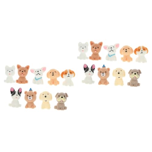 Abaodam 18 STK Süßes Welpenmodell realistische Hundefiguren Mikrolandschaftsornament Feengarten Tier Welpen-Cupcake-Topper Dog Statue Cartoon-Welpen-Ornamente Tierfiguren Mini-Hund Harz von Abaodam