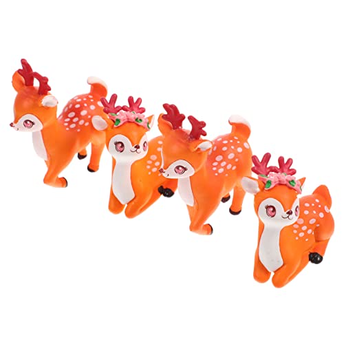 Abaodam 1set Mikro-landschaftsverzierung Figuren Für Tierstatuen Hirsch Dekorationen Selber Basteln Reh Bausatz Gnom Cartoon-miniatur-hirschfiguren Autodekoration Pvc 4pcs von Abaodam