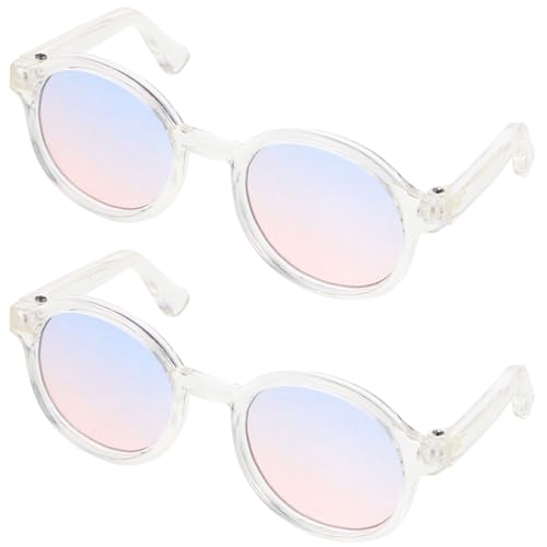 Abaodam 2 Paar Puppe Mini-Brille Zubehör Gläser ovale Retro- für Damen lustige Sonnenbrillen für Frauen trendy kreative Puppensonnenbrille Puppen-Mini-Brillengestell Plastik von Abaodam