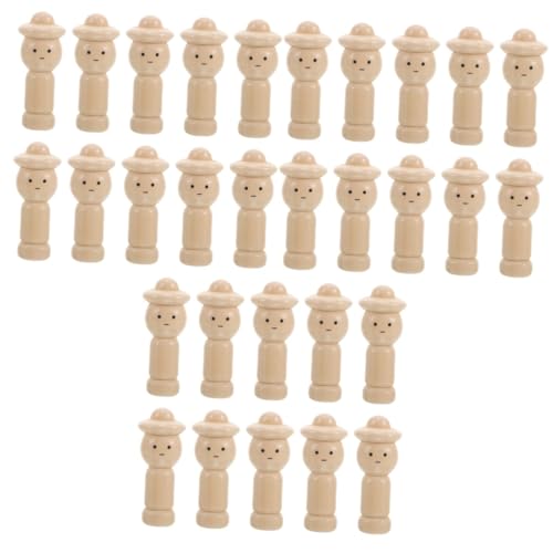 Abaodam 2 Sätze Kleine Holzpuppe Holzspielzeug Unvollendete Holzpuppen Holzfiguren Set Puppenwagen Mädchen Anbindung Dekorative Puppe Unbemalte Peg-puppen Hölzern 10 Stück * 2 von Abaodam