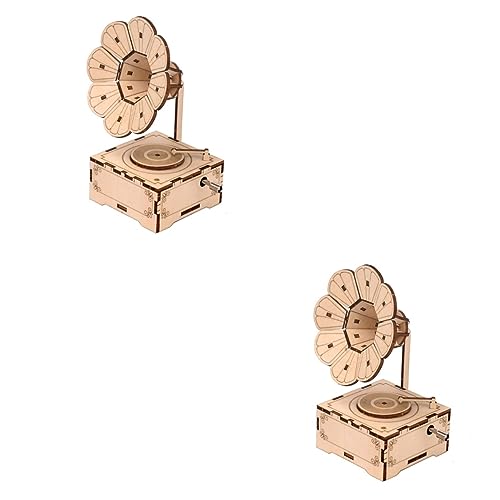 Abaodam 2 Sätze Spieluhr selber Bauen Kinder bastelset basteln für Kinder Plattenspieler-Figur Lernspielzeug für Kinder Rätsel für Erwachsene Spielzeuge Montagespielzeug DIY-Musik-Toolkit von Abaodam