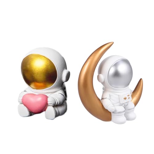 Abaodam 2 Stk Ornamente Mini-astronautenstatue Astronautendekor Für Kuchen Cartoon-astronaut Schmückt Dekorative Wohnaccessoires Autospielzeug Für Mini-astronautenfigur Harz von Abaodam