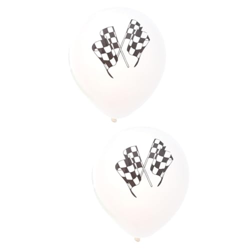 Abaodam 20 Stk Luftballons mit Zielflagge Autorennen markierungsfahnen wasserballons rennauto luftbalons partydekoration Rennen Latexballons Luftballons für Rennparty Rennballons Weiß von Abaodam