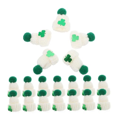 Abaodam 20 Stück Mini-Kappe caps für Fleece Cap Kreativer handgefertigter Hut DIY-Dekorationen Mini-Strickmütze Mini-Puppenhüte Partyzubehör zum St. Patrick's Day Mini-Hut Garn von Abaodam