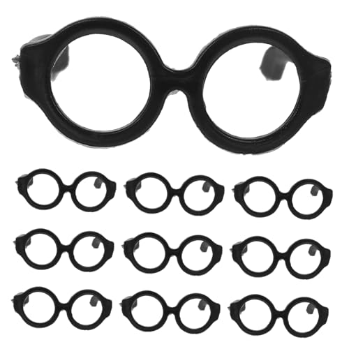 Abaodam 20 Stück Puppenbrille kinderspielzeug Puppenhaus-Zubehör Miniaturaccessoire Puppenmode Brille zum Anziehen der Puppe Puppenzubehör Puppe Mini-Brille Plastik Black von Abaodam