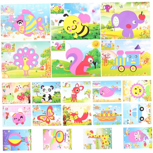 Abaodam 20Er Packung DIY-Sticker-Kit basteln für Kinder bastelmaterial für Kinder Kid DIY handgemachte Kunst-Kits Spielzeugaufkleber Bastelzubehör für Kinder Mosaik-Aufkleber-Kunst von Abaodam