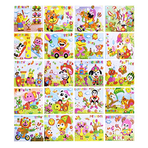 Abaodam 20er Packung DIY-Sticker-kit Bastelsets Für Mosaikaufkleberkunst Für Pädagogisches Aufkleberspielzeug Mosaik-Aufkleber-Kunst von Abaodam