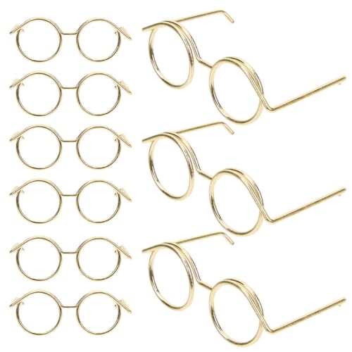 Abaodam 20st Mini-brillengestell Miniatur Neuartige Sonnenbrille Augapfel Puppe Webstuhl Neon Bausatz Mädchen Zubehör Winzige Gläser Winzige Brille Golden Metall von Abaodam