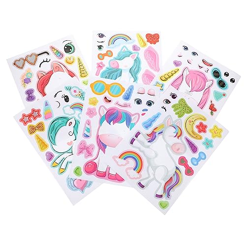 Abaodam 24 Blätter Einhorn-Aufkleber zum Selbermachen Cute Sticker süße Sticker kinderaufkleber Wanddekoration Aufkleber Party Decoration DIY Einhorn-Aufkleber Klebeaufkleber Papier von Abaodam