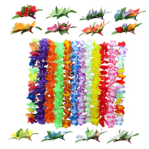 Abaodam 24 Stück 1 Satz Luau-Girlande sommer strand haarspangen geblümte Haarspangen Hibiskusblüten-Haarspangen Hibiscus hair clips hawaiianische Leis hawaiianische Girlande von Abaodam