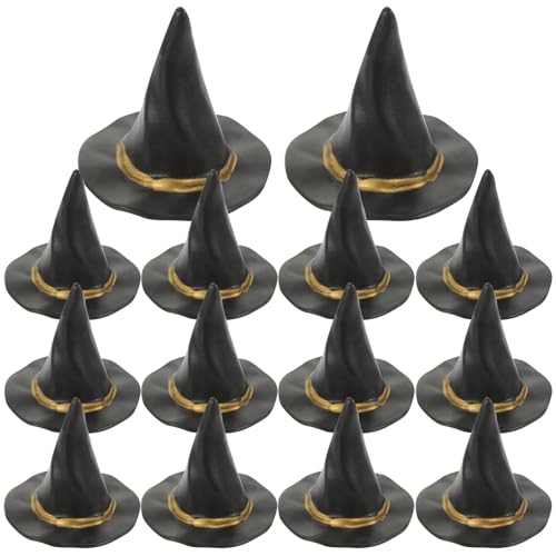 Abaodam 24 Stück Hexenhut -Dekoration Puppenhaus Miniatur Hexenhut-Ornamente Hut Winzige Dekore Glühen Puppenhaus Lichter Hexenhut Halloween Puppenhüte Kleine Bastelhüte Kind Black Plastik von Abaodam