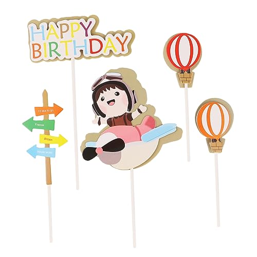 Abaodam 25 Stück Pilot Kuchenkarte Eiscreme Dekoration Alles Zum Geburtstag Schilder Flugzeug Dekoration Kuchendekoration Vorspeisen Picks Ballon Ornament Kuchen Picks Ballon von Abaodam