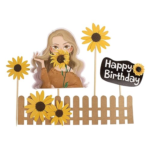 Abaodam 25St Kucheneinsatz sunflower sonnenblumen cake decoration birthdaycake käse Cupcake-Topper Kuchen-Banner hochzeitsdeko kreativer Tortenaufleger Praktischer Tortenaufsatz Papier von Abaodam