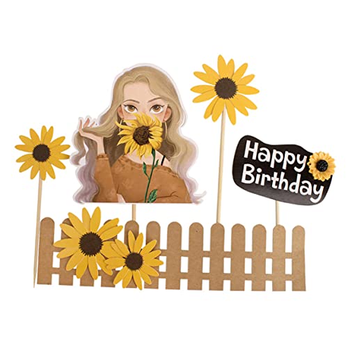 Abaodam 25St Kucheneinsatz sunflower sonnenblumen cupcake Festliche Dekoration Hochzeitszeremonie Dekorationen Kuchendeckel hochzeitsdeko zarte Kuchenpicke Topper für Kuchen Bambusstab von Abaodam