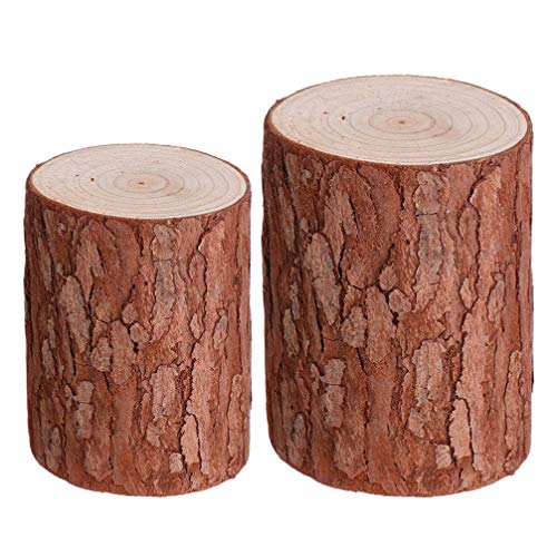 Abaodam 2Pcs Holzstapel Requisiten Dekoration Baum Stumpf Rund Holzstumpf Blumenrinde Halter Arrangement Stumpf Stumpf Unfertig von Abaodam