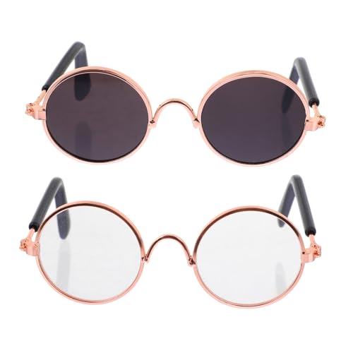 Abaodam 2St Mini-Brille kleine Sonnenbrille Puppenhaus-Sonnenbrille kindersonnenbrille Kinder Sonnenbrille Spielzeug Zubehör zum Ankleiden von Puppen Mini-Figuren-Gläser Eisenlegierung von Abaodam