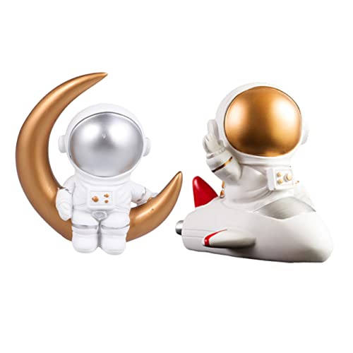 Abaodam 2st Astronauten-ornamente Kuchenparty-ornamente Hochzeitstorte-dekor Desserttischverzierungen Tortendeko Für Kinder Cupcake-ornamente Raumfiguren Kuchen-tischdekorationen Harz von Abaodam