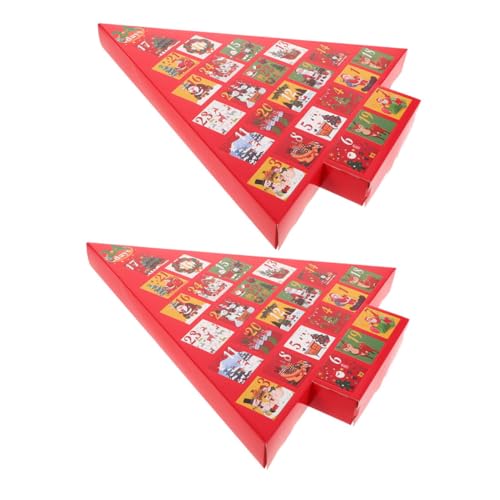 Abaodam 2st Weihnachtsgeschenkpaket Feiertagspartybevorzugung Weihnachtsbaum-adventskalender Tischdekoration Für Den Urlaub Diy-feiertags-countdown Diy-boxen Urlaubsdekoration Rot Papier von Abaodam