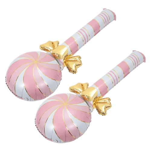 Abaodam 2st Zuckerstangenballons Weihnachtsballon Aufblasbare Feiertagsdekorationen Zuckerstange Ballon Weihnachtliche Explosionsdekorationen Candyland-partyzubehör Rosa Aluminiumfolie von Abaodam