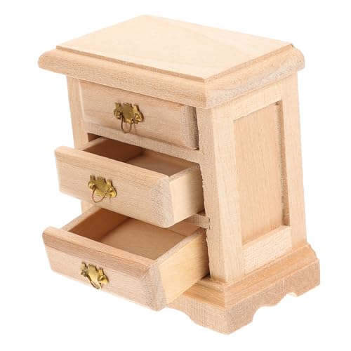 Abaodam 3 STK Nachttisch Modell Kinderspielzeug Mikrospielzeug Vintage Kommode Mini-zubehör Schminktisch Für Puppenstuben Mini- -nachttisch Retro-Spielzeug DIY Holz Einstellen Schublade von Abaodam