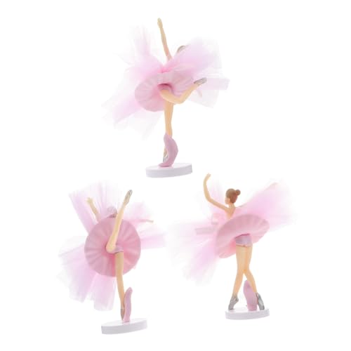 Abaodam 3 Sätze Kuchendekoration Dinosaurier-Party Dekorationen Figuren Geburtstagsdekoration Ballerina-Figur cafe intencion cafing dish Ballerina-Cupcake-Topper Partygeschenk PVC Rosa von Abaodam