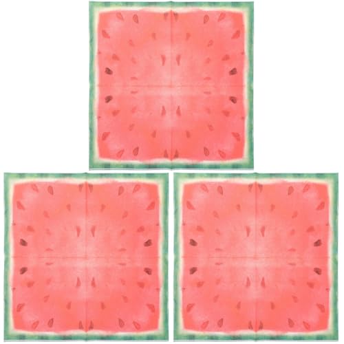 Abaodam 3 Sätze Wassermelonen-partytücher Party Dekoration Papierhandtücher Geburtstag Fruchtig Seidenpapier Hochzeit Deko Party-papierservietten Entzückende Partyservietten 40 Stück * 3 von Abaodam