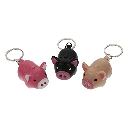 Abaodam 3 Stück Schweinchen Schlüsselanhänger Mini Taschenlampe Plüsch Sound Schlüsselanhänger Taschenlampen Barriere Basis Schlüsselanhänger Leuchtender Anhänger Des Deckels von Abaodam