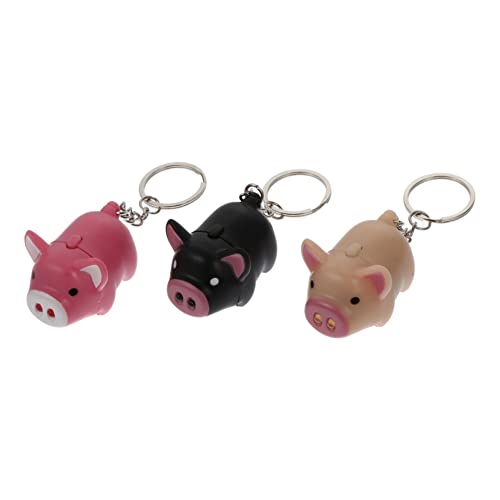 Abaodam 3 Stück Schweinchen Schlüsselanhänger Schlüsselanhänger Basis Taschenlampen Sound Schlüsselanhänger Plüsch Leuchtender Anhänger Barriere Mini Taschenlampe Medaillon Des Deckels von Abaodam