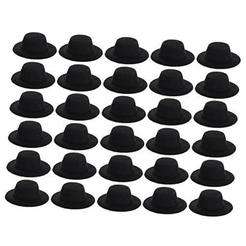 Abaodam 30St Mini-Hut doll Accessories Puppenkleidung Puppenausrüstung Puppenhut-Set Eimerhüte Bucket Hats Damen verschleißfeste Miniaturhüte dekorative Miniaturhüte Stoff Black von Abaodam