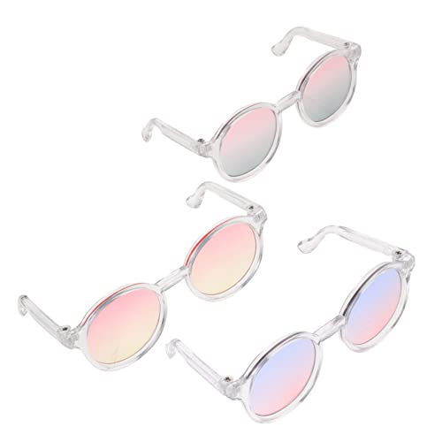 Abaodam 3St 6 Punkte Puppenbrille klare Sonnenbrille Bunte Gläser klare Gläser puppenkleidung Puppen Kleidung schnapsgläser Puppe Verkleidet Brille Brillen zum Anziehen der Puppe Plastik von Abaodam