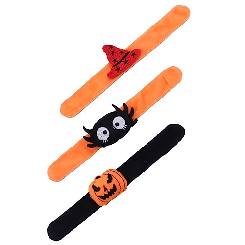 Abaodam 3St Halloween-Ring Kürbis-Slap-Armbänder Schnapparmband für Kinder Klappring halloween gastgeschenke kinder Halloween children's kinder armbänder Kinderklatschring Seidentuch von Abaodam