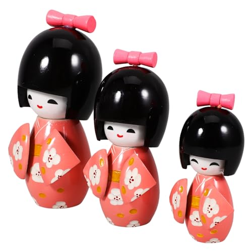 Abaodam 3St Kimono Puppen Puppe Künstlicher Kirschblütenbaum holzige Puppe holziges Puppenhausbauzubehör Fälschung Bausatz Desktop- Kimono-Puppenverzierung hölzern Violett von Abaodam