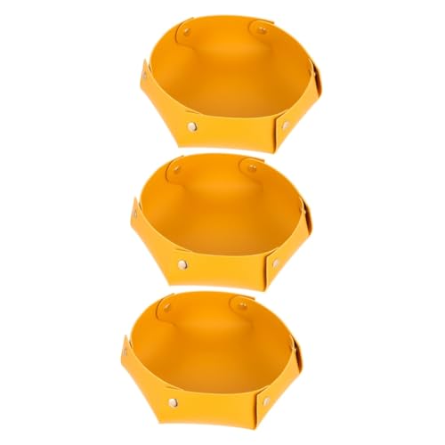 Abaodam 3St Würfelfach Faltbare klappbare ordnungsboxen schmuck tablett Schreibtischablage Schreibtisch-Organizer-Regal Tabletts Ablagefach Tischwürfelschale Pu Yellow von Abaodam