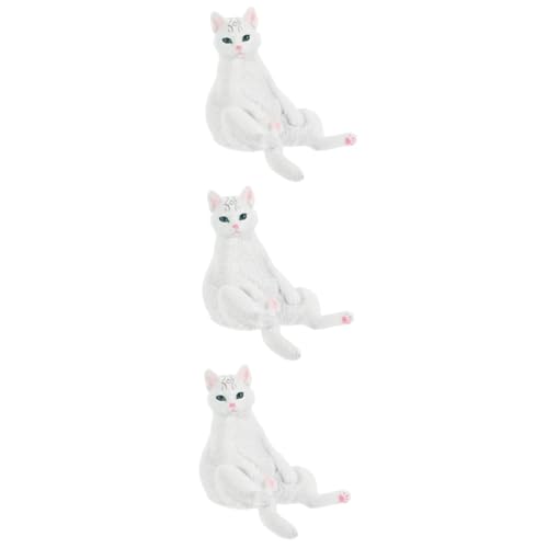 Abaodam 3St weißes Katzenmodell realistisches Katzenfigurenspielzeug Miniatur-Katzenfiguren schreibtischdeko Schreibtisch deko Mädchenspielzeug entzückende Katze kleine Katzenverzierung von Abaodam
